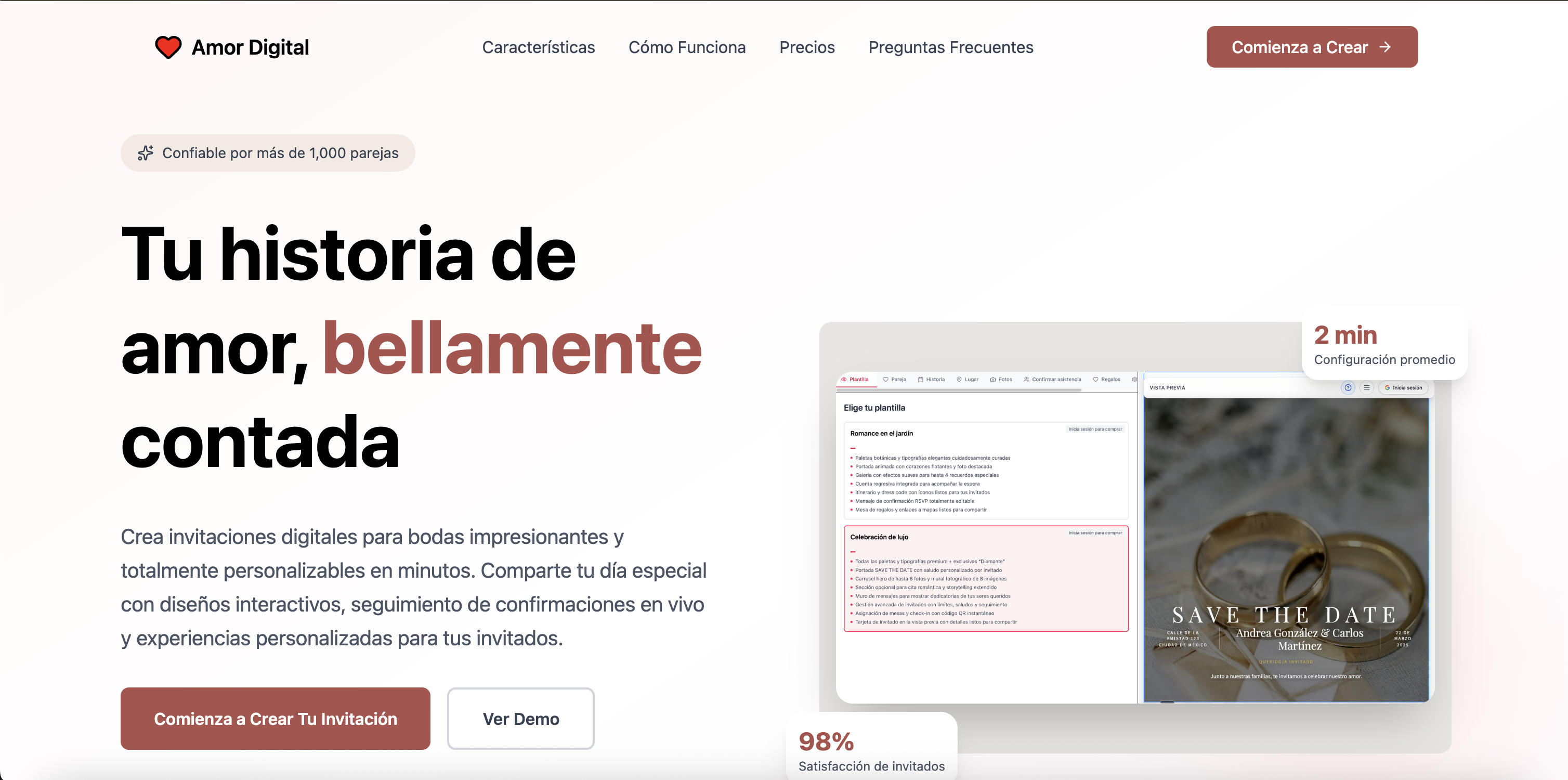 Amor Digital wedding invitation builder